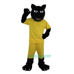 Black Sport Leopard Panther Cartoon Uniform, Black Sport Leopard Panther Cartoon Mascot Costume