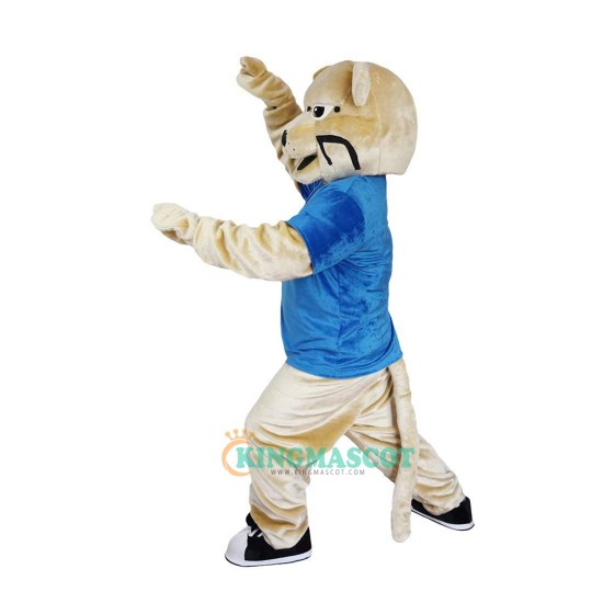 Blue Vest Wild Cat Leopard Cartoon Uniform, Blue Vest Wild Cat Leopard Cartoon Mascot Costume
