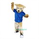 Blue Vest Wild Cat Leopard Cartoon Uniform, Blue Vest Wild Cat Leopard Cartoon Mascot Costume