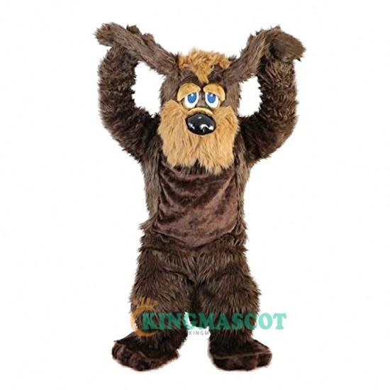 Brown Long Hairy Dog Cartoon Uniform, Brown Long Hairy Dog Cartoon Mascot Costume