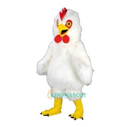 White Long Plush Chicken Uniform, White Long Plush Chicken Mascot Costume