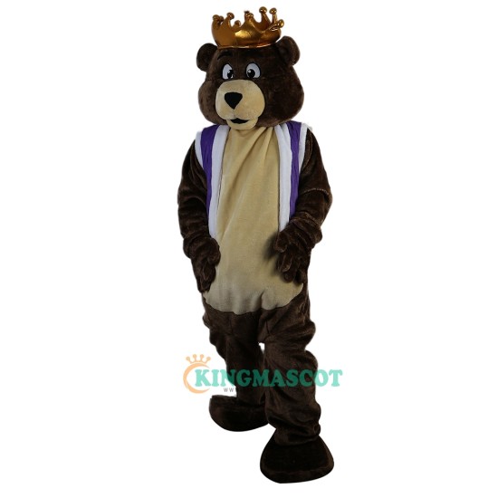 Dark Brown King Bear Uniform, Dark Brown King Bear Mascot Costume