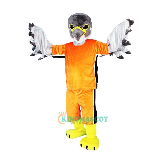 Gery Eagle Hawk Falcon Cartoon Uniform, Gery Eagle Hawk Falcon Cartoon Mascot Costume