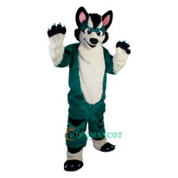 Green Fox Dog Husky Cartoon Uniform, Green Fox Dog Husky Cartoon Mascot Costume