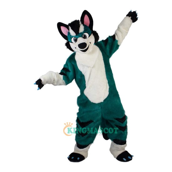 Green Fox Dog Husky Cartoon Uniform, Green Fox Dog Husky Cartoon Mascot Costume