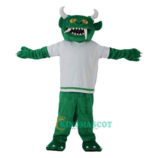 Green Monster Demon Devil Cartoon Uniform, Green Monster Demon Devil Cartoon Mascot Costume