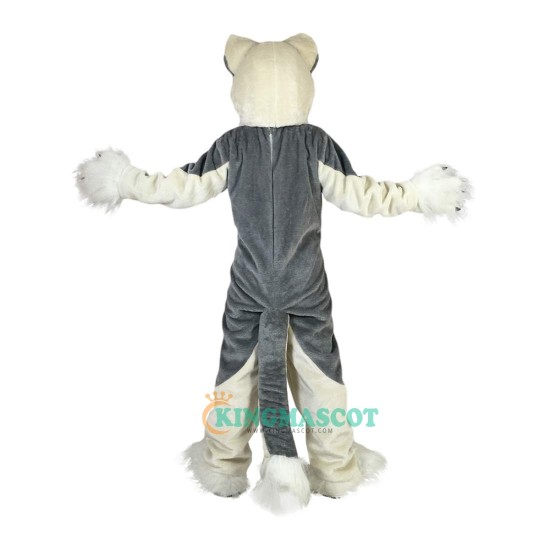 Grey Fox Dog Husky Cartoon Uniform, Grey Fox Dog Husky Cartoon Mascot Costume