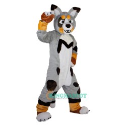 Grey Fox Dog Husky Cartoon Uniform, Grey Fox Dog Husky Cartoon Mascot Costume