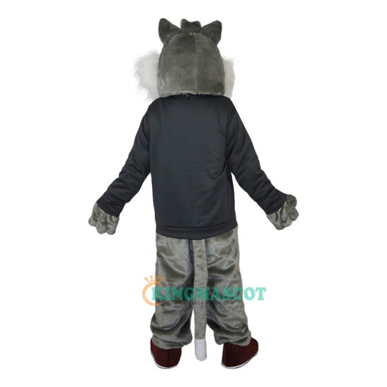 Grey Wildcat Stray Cat Hare Racoon Cartoon Uniform, Grey Wildcat Stray Cat Hare Racoon Cartoon Mascot Costume