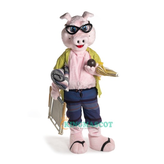 Handsome Swimming Pig Uniform, Handsome Swimming Pig Mascot Costume