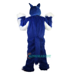 Long Hair Blue Wolf Cartoon Uniform, Long Hair Blue Wolf Cartoon Mascot Costume