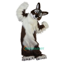Long Hair Brown Wolf Cartoon Uniform, Long Hair Brown Wolf Cartoon Mascot Costume