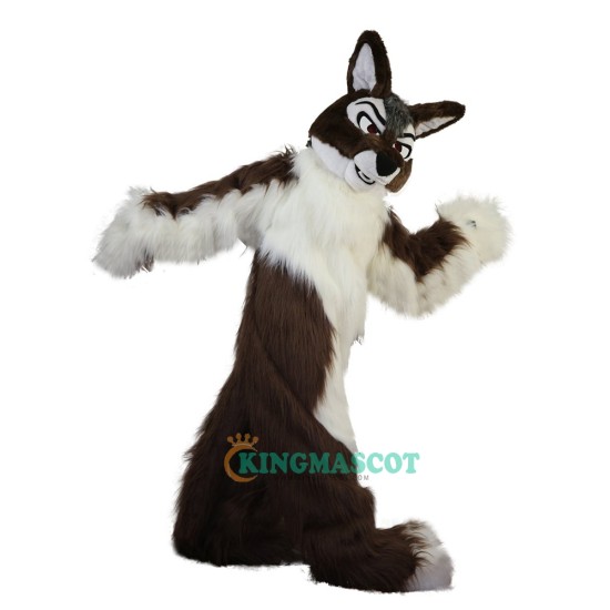 Long Hair Brown Wolf Cartoon Uniform, Long Hair Brown Wolf Cartoon Mascot Costume