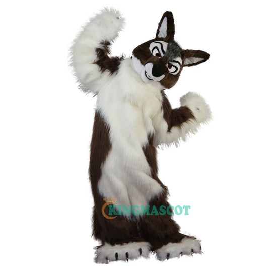 Long Hair Brown Wolf Cartoon Uniform, Long Hair Brown Wolf Cartoon Mascot Costume