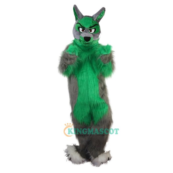 Long Hair Green Wolf Uniform, Long Hair Green Wolf Mascot Costume