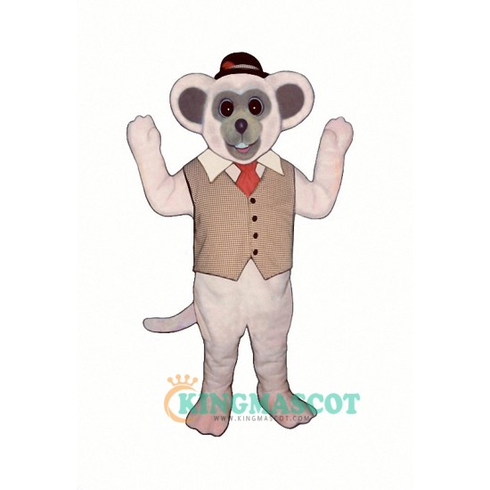 Marty Mouse With Vest And Hat Uniform, Marty Mouse With Vest And Hat Mascot Costume