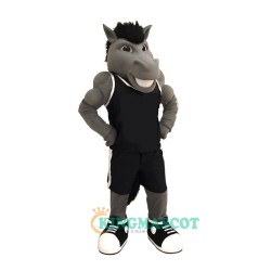 Grey Mustang Uniform, College Grey Power Mustang Mascot Costume