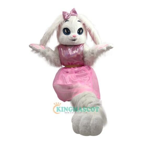 Pink white rabbit Uniform Easter Bunny Uniform, Pink white rabbit Costume Easter Bunny Mascot Costume