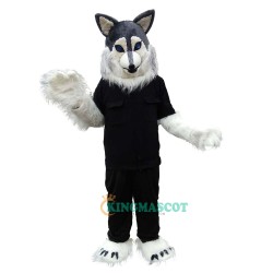Police Gray Wolf Cartoon Uniform, Police Gray Wolf Cartoon Mascot Costume