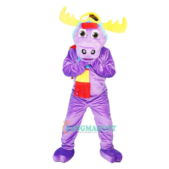 Purple Moose Elk Wapiti Cartoon Uniform, Purple Moose Elk Wapiti Cartoon Mascot Costume
