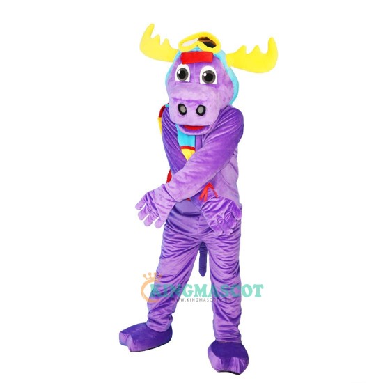 Purple Moose Elk Wapiti Cartoon Uniform, Purple Moose Elk Wapiti Cartoon Mascot Costume