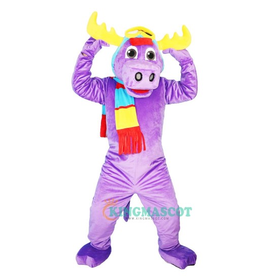 Purple Moose Elk Wapiti Cartoon Uniform, Purple Moose Elk Wapiti Cartoon Mascot Costume