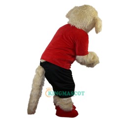 Sport Beige Dog Cartoon Uniform, Sport Beige Dog Cartoon Mascot Costume