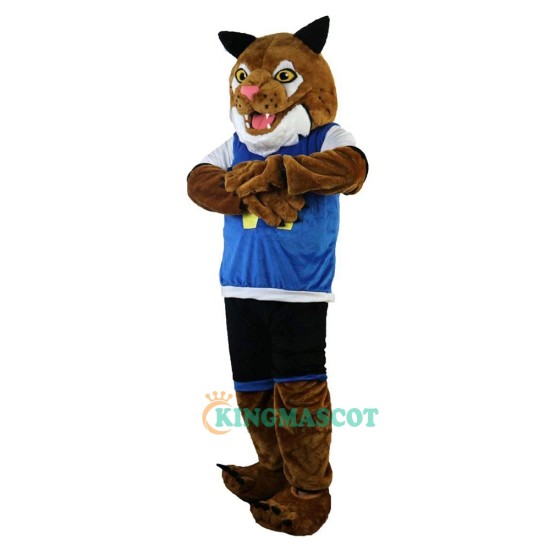 Sporty Tiger in Blue Vest Cartoon Uniform, Sporty Tiger in Blue Vest Cartoon Mascot Costume