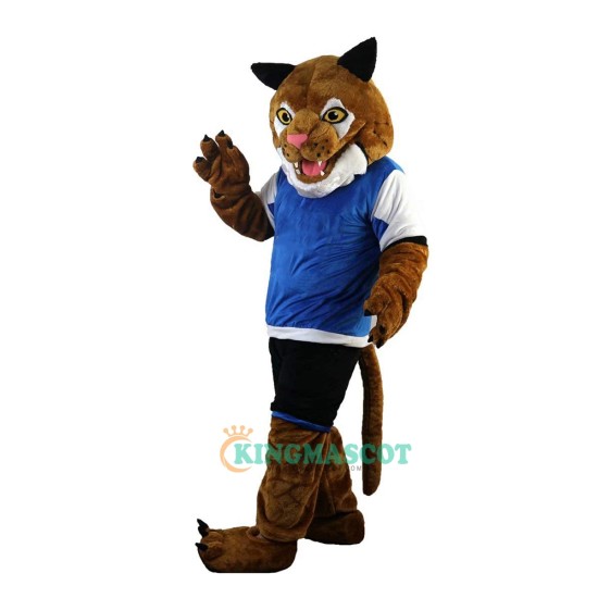 Sporty Tiger in Blue Vest Cartoon Uniform, Sporty Tiger in Blue Vest Cartoon Mascot Costume