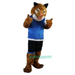 Sporty Tiger in Blue Vest Cartoon Uniform, Sporty Tiger in Blue Vest Cartoon Mascot Costume